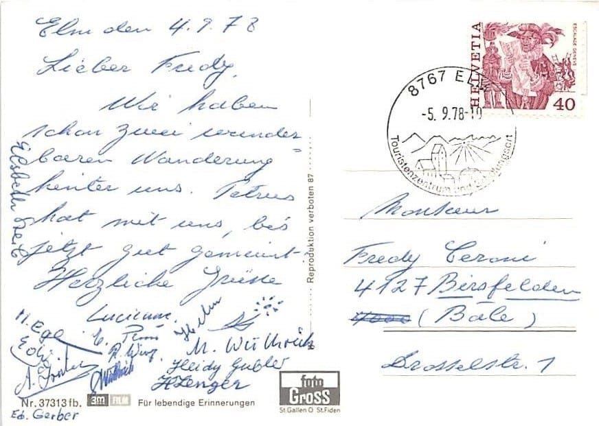 Ansichtskarten: GL - Elm – Gebraucht aus Ottikon b.Kemptth. von Neptun1974 1