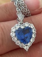 Luxus Elegante Zirkonia Kette Farbe : Silber weiss Blau