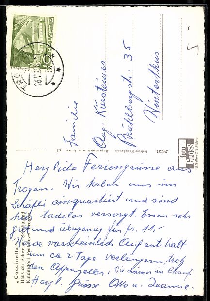 Cartoline postali: Trogen, Kinderdorf Pestalozzi, Haus der  – Usato da Berlin venduto da bartko-reher 1