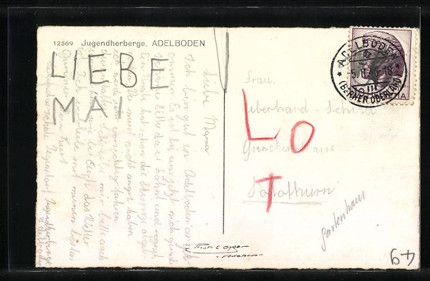 Cartoline postali: AK Adelboden, Jugendherberge, 1946 – Usato da Berlin venduto da bartko-reher 1
