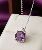 Eleganter Silber 925 Amethyst-Zirkonia Anhänger - Neu
