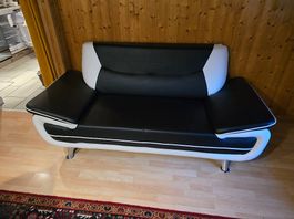Sofa 2-3Plätzer Schwarz Weiss Leder
