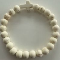 Armband mit Kreuz weiss Perlen Elastisch neu