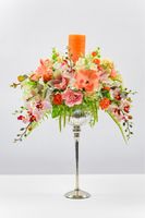 Tischdeko mit Kerze, Handarbeit,Künstliche Blumen