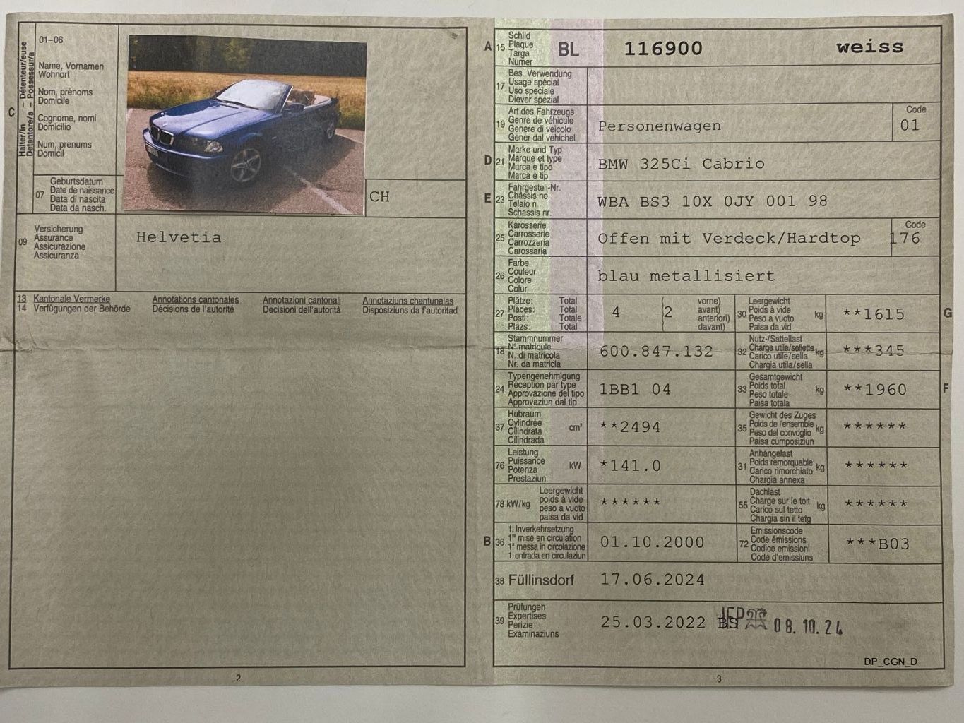BMW Autos: BMW 325 Cabrio – Gebraucht aus Schönenbuch von Laubfrosch05 9