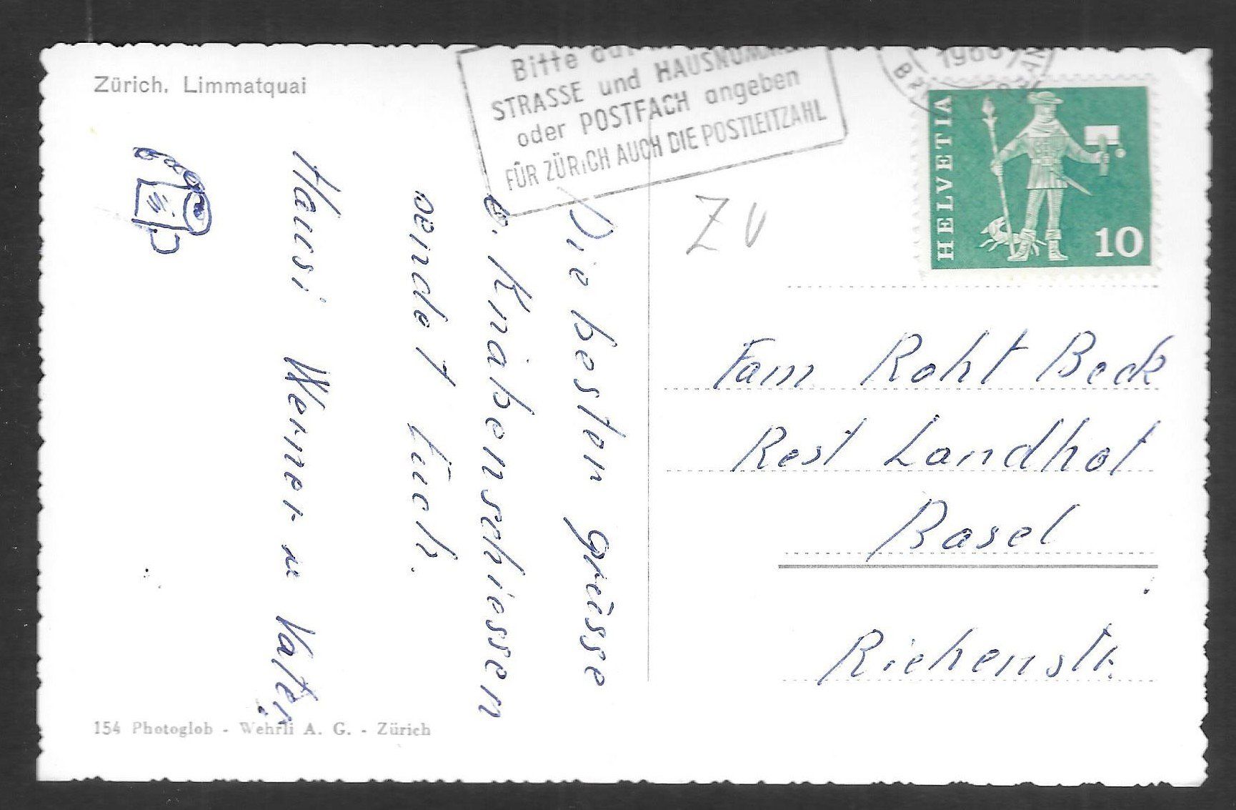 Cartoline postali: Zürich Limmatquai mit diversen Trams – Usato da Olten venduto da clotaldi 1