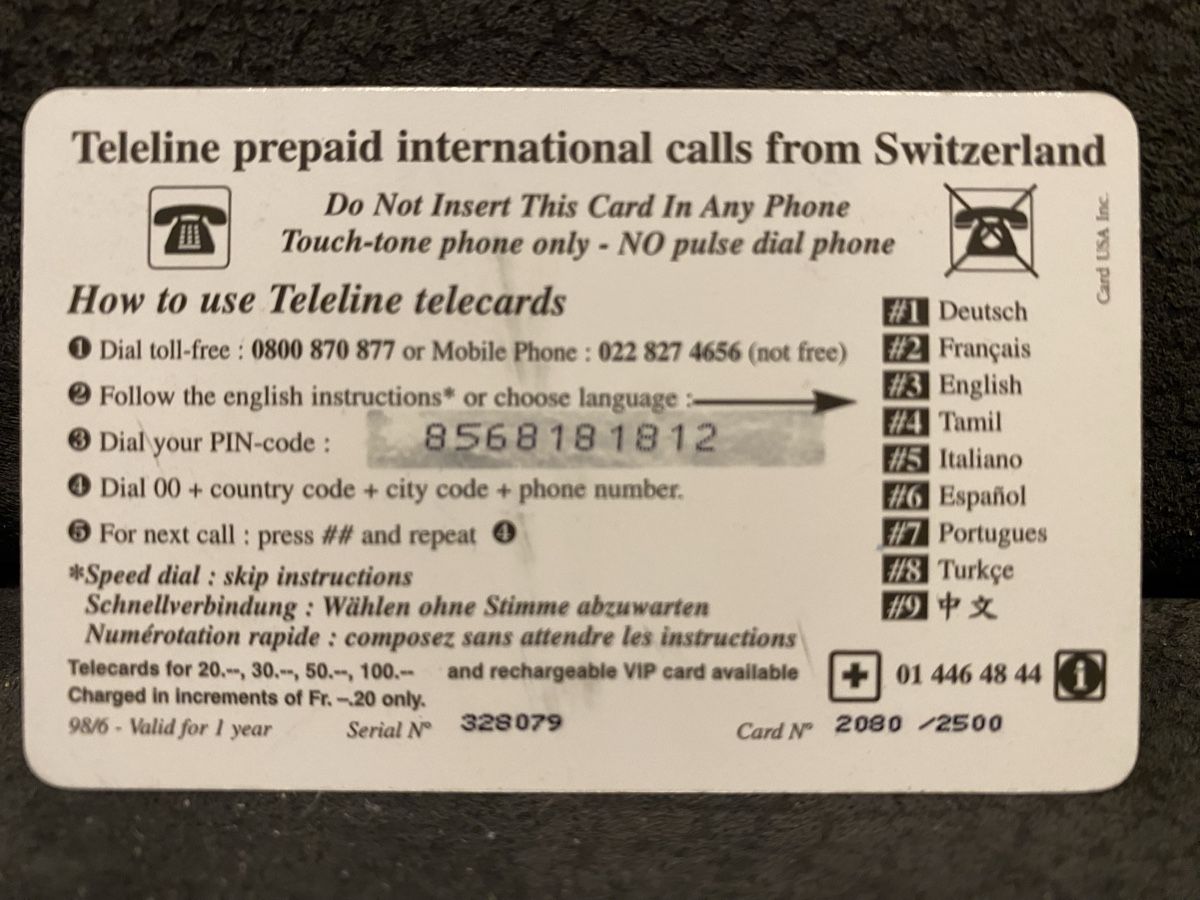Telefon- & Taxkarten: Teleline  – Gebraucht aus Lausanne von babacard10 1
