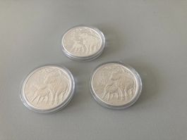 3 x Silbermünzen Australien Year of the Ox 1 oz 9999 Ag