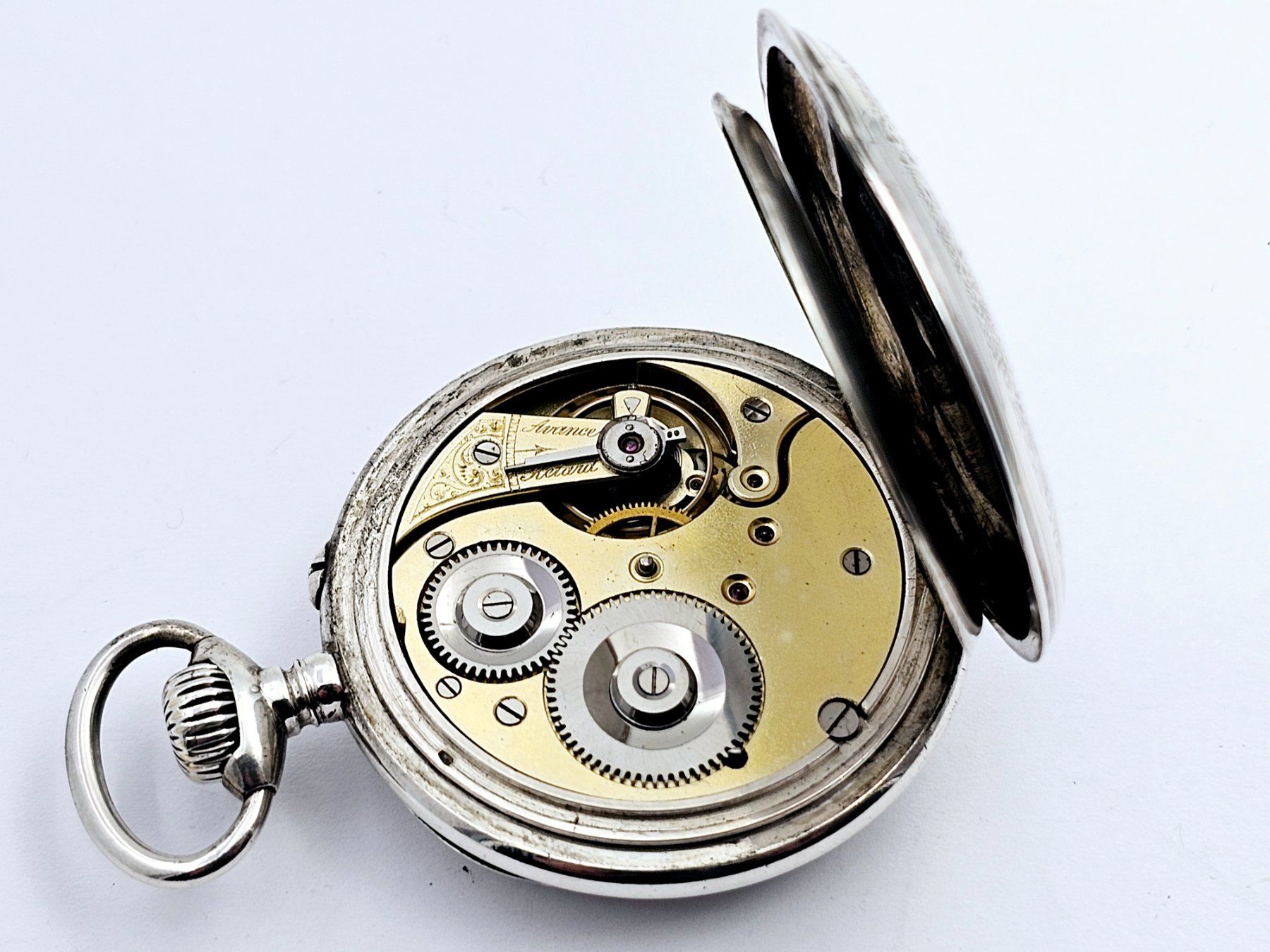 Uhren: Antike Taschenuhr mit Motiv 800 Silber – Gebraucht aus Bassersdorf von AnkerWatch 5