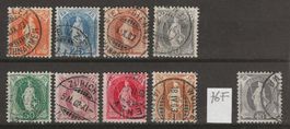 1900-04 :Stehende Helvetia Nr. 66E - 75E + 76F : KP 710.--