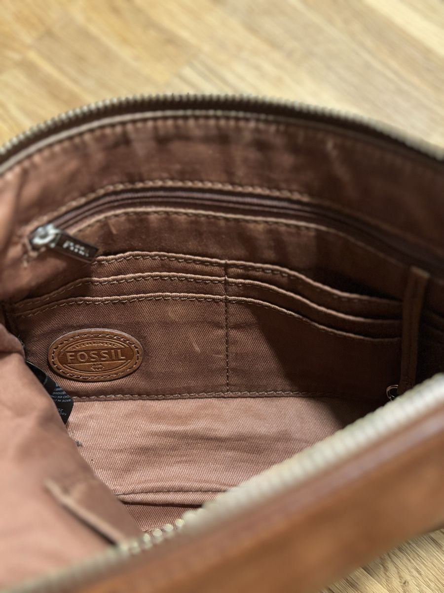 Fossil Borse da donna: Fossil Umhänge-/Schultertasche, Echtleder, Braun – Usato da Zürich venduto da moi_5tvs 3