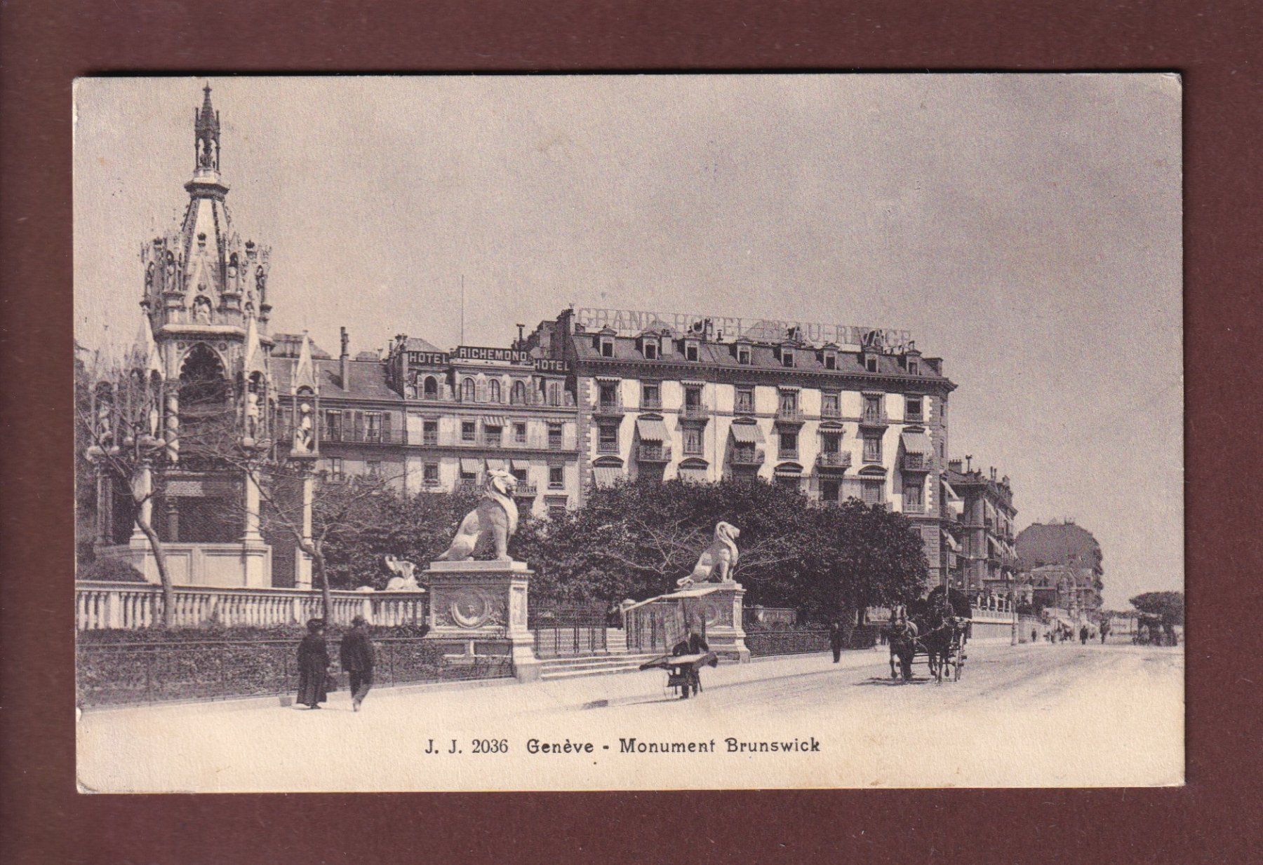 Cartoline postali: GENEVE - Beau-Rivage - Attelage - 1919 – Usato da Pully venduto da nicecards