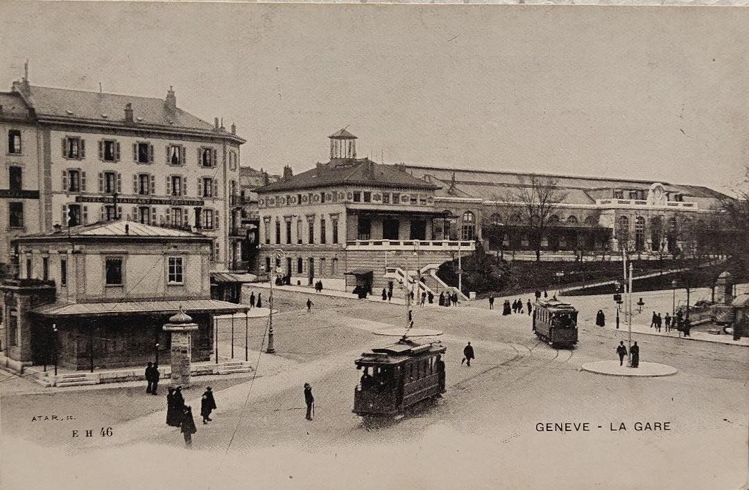 Ansichtskarten: GENÈVE - La Gare - Trams – Gebraucht aus Delémont von Domdom1