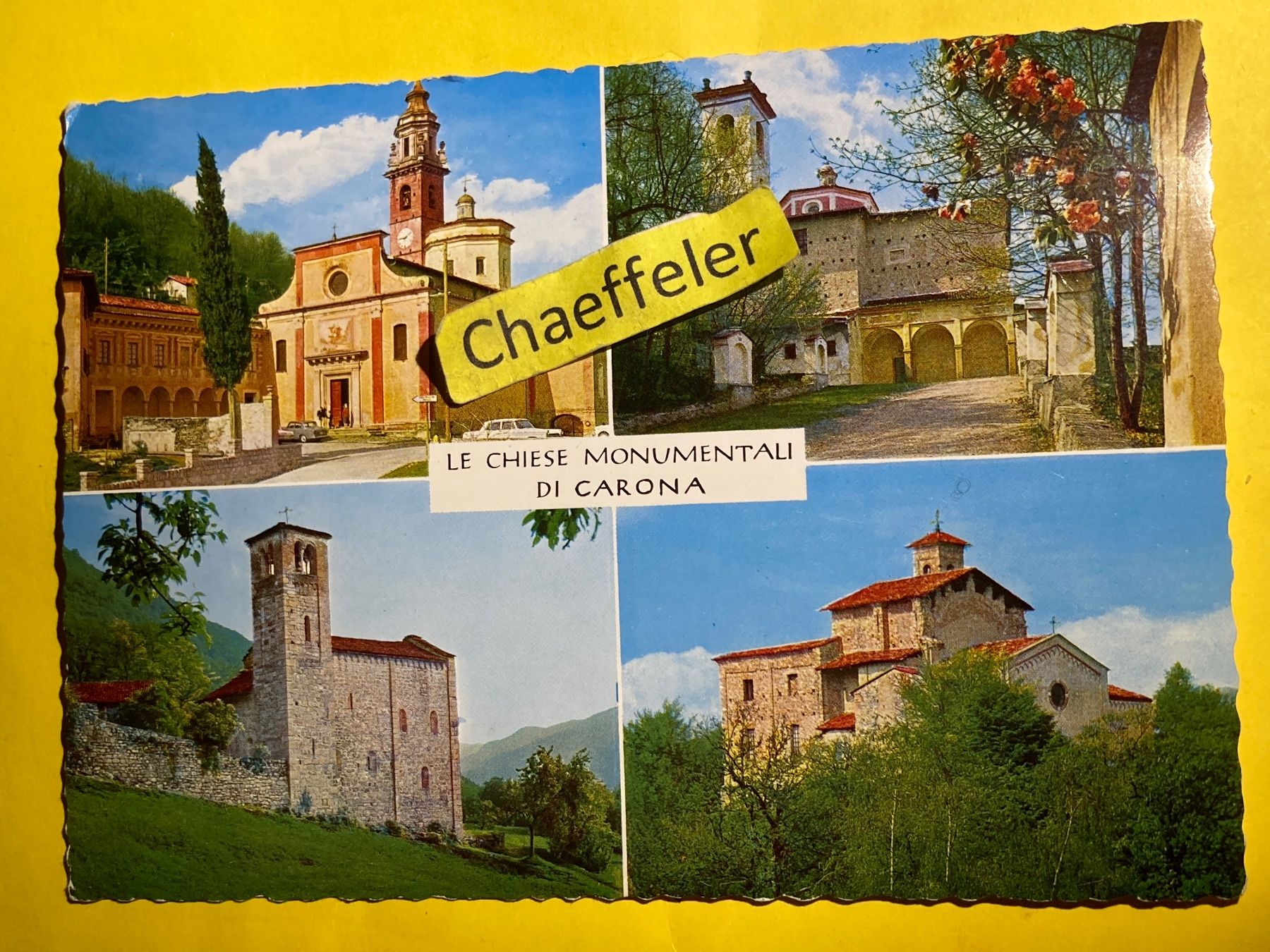Cartoline postali: Le chiesi Monumentali di Carona – Usato da Zürich venduto da Chaeffeler