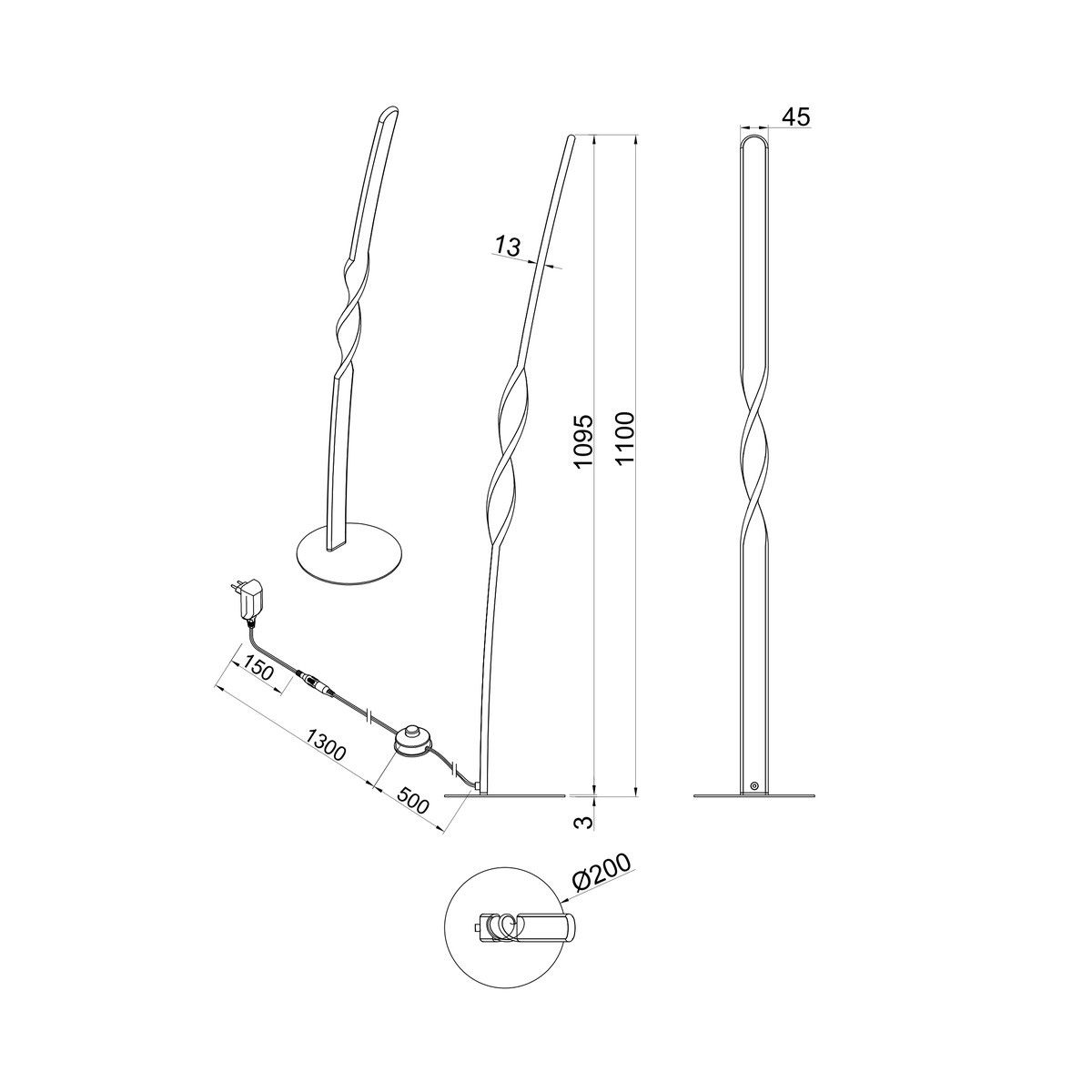 Lampes: LED Stehleuchte, Schwarz, 110 cm Höhe – Neuf (Voir description) à Kreuzlingen par Smart-Light 4