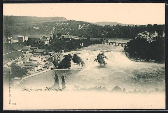 Cartes postales: AK Rheinfall, Flusspartie mit Brücke – D'occasion à Berlin par bartko-reher