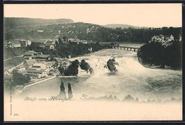 AK Rheinfall, Flusspartie mit Brücke