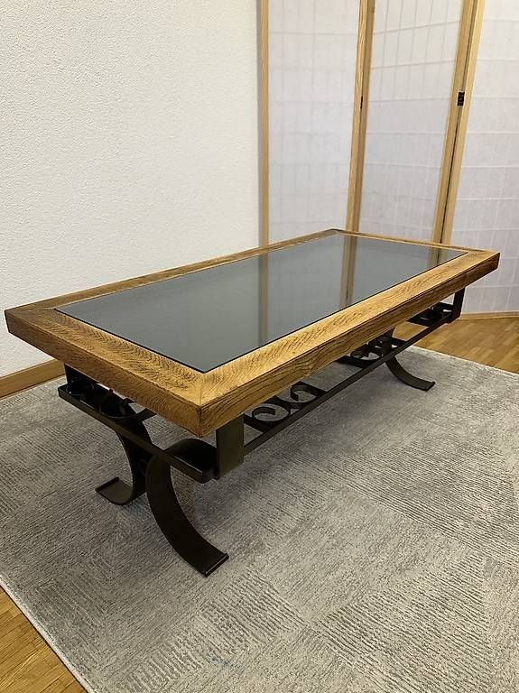 Tische: Zeitloser Couchtisch mit Glasplatte & Holzrahmen – Gebraucht aus Effretikon von bek_6sgb