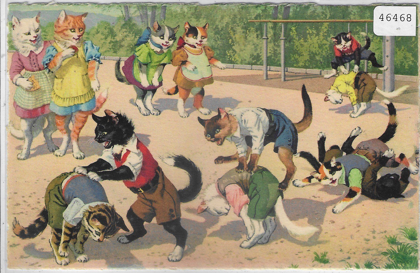 Cartoline postali: Katzen-Familie - Schul-Pause – Usato da Ettingen venduto da Kartenplanet