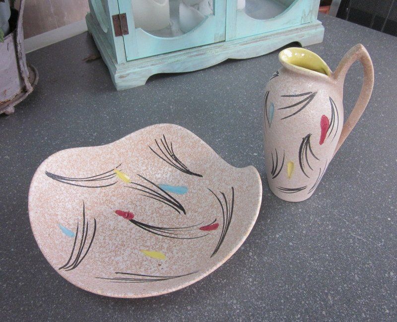 Schalen: Mid Century Set, Schale + Vase, Foreign/Scheurich, 50/60er – Gebraucht aus Bischofszell von raika 1