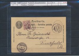 1890 Ausland - Postkarte (Zusatzfrankatur), "Zollikon - D"