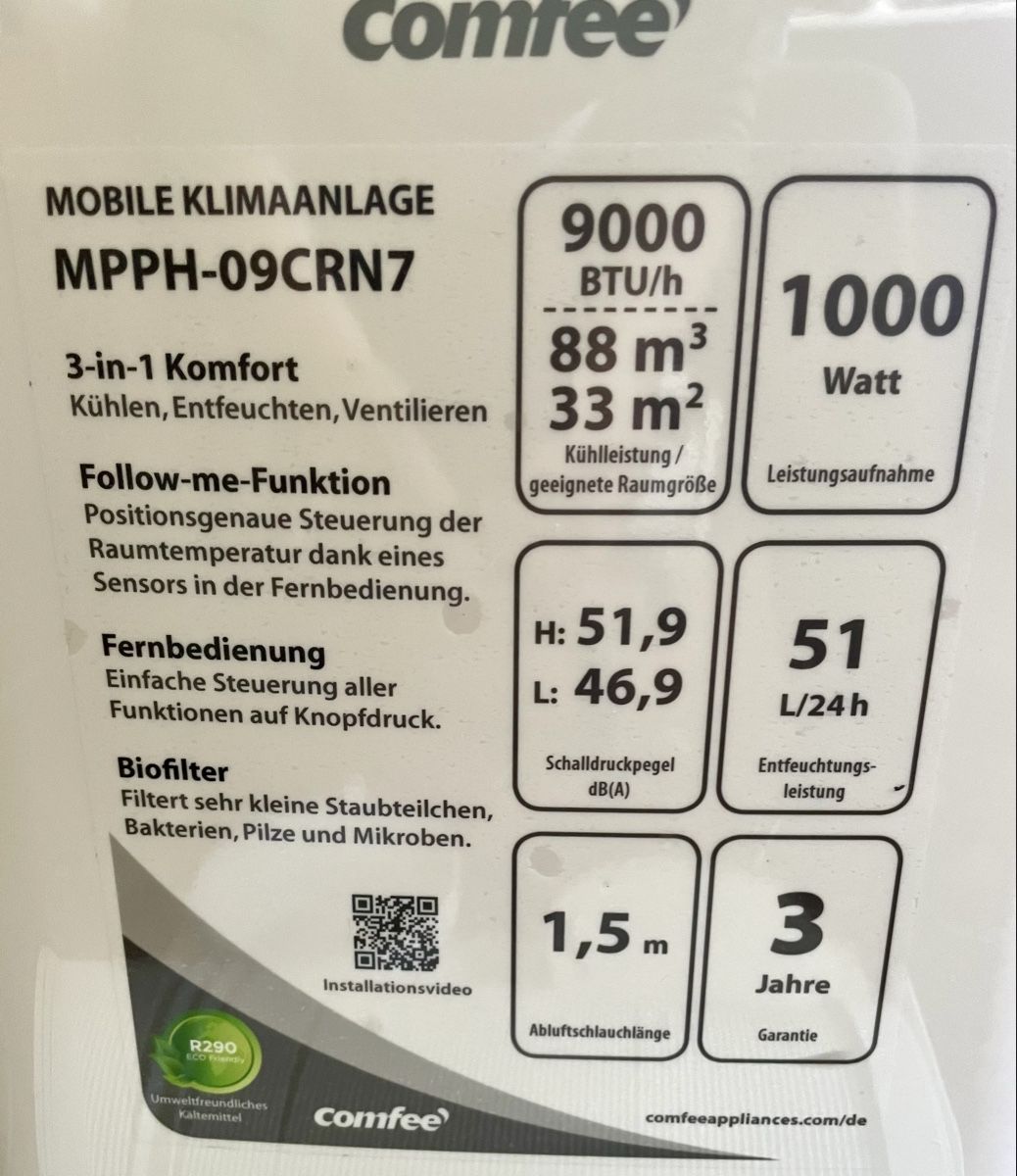 Klimageräte: comfee‘ - Mobile Klimaanlage MPPH-09CRN7 – Gebraucht aus Stilli von  1
