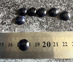 7 Goldfluss Cabochons blau Glitzer rund Schmuck DIY
