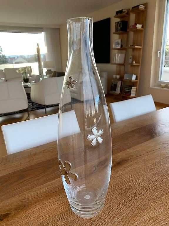 Vasi & Recipienti: Glas Vase mit Silber Details – Usato da Riehen venduto da babba1958