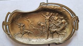 Messing-Relief, Diana/Artemis Jagdszene, Vintage ca. 1970er