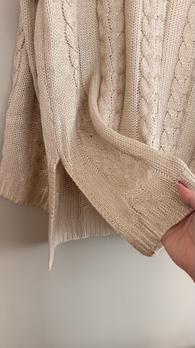 Maglioni & Felpe: Beiger Strickpullover mit Zopfmuster gr.L – Usato da Winterthur venduto da -BeHappy24- 3