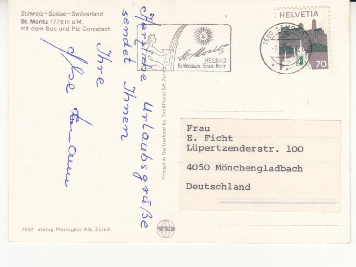 Cartoline postali: St. Moritz 1977 – Usato da Bürglen TG venduto da StampGraf 1