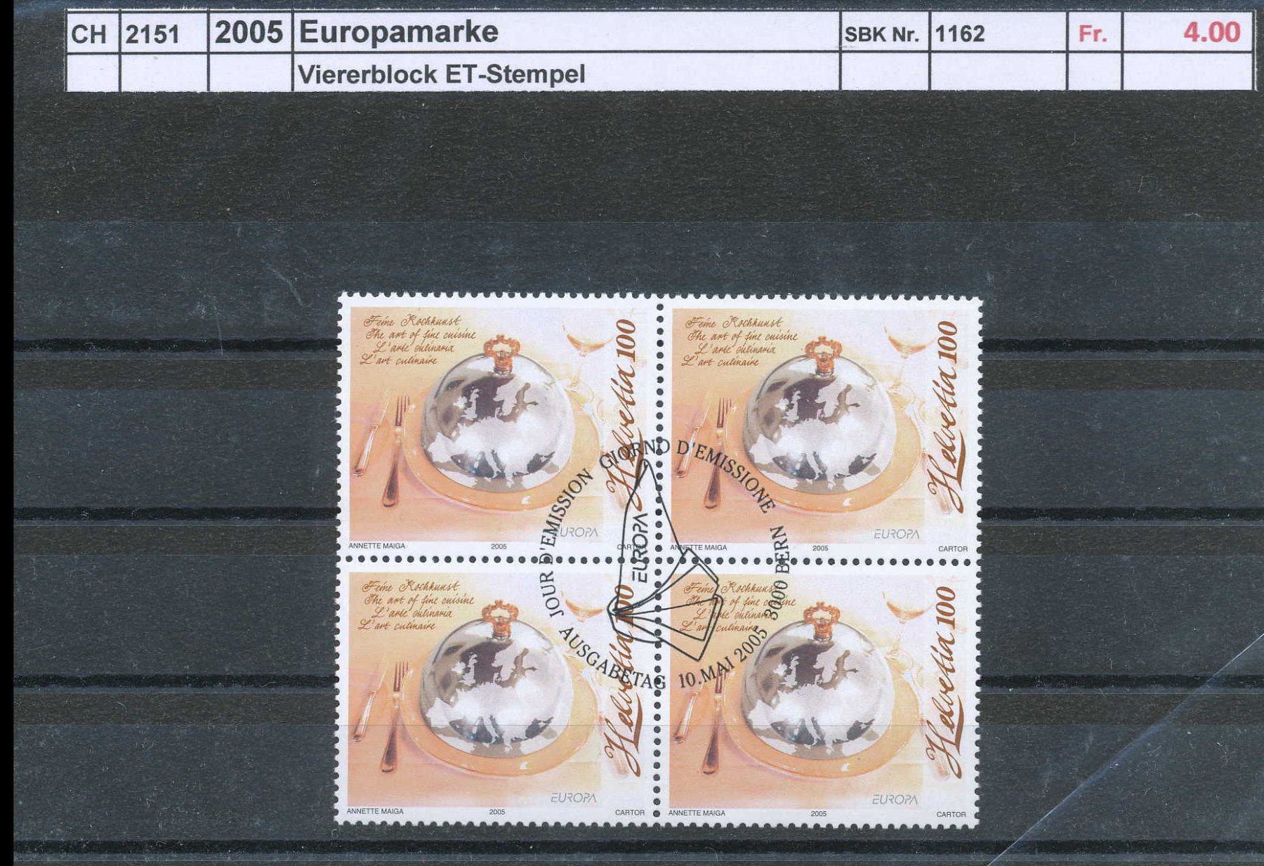 Tutti i francobolli: 2005 "Europamarke" - Viererblock, gestempelt – Usato da Winterthur venduto da Zupogeru
