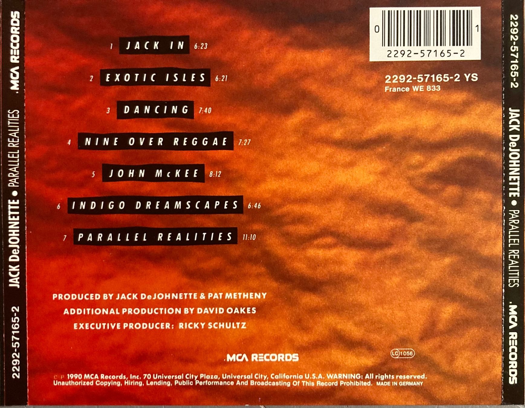CD: JACK DEJOHNETTE - PARALLEL REALITIES – Usato da Poliez-Pittet venduto da Newtown-Records 1