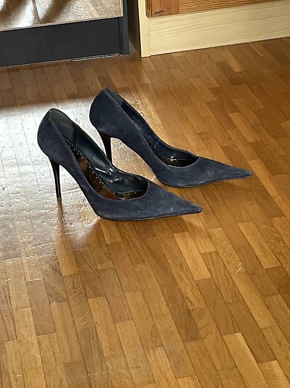 Scarpe da donna: Escarpins 38, bleu foncé, daim – Usato da Genève venduto da eva_l6xd