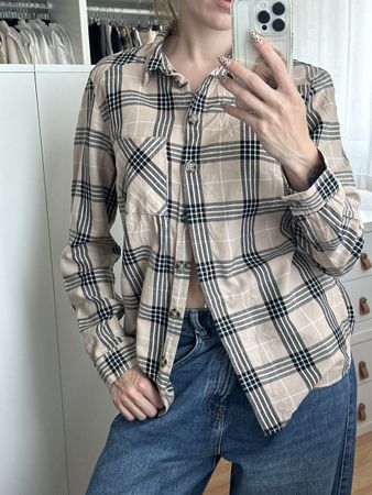 H&M Hemd Bluse Karomuster beige Grösse 36 