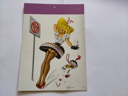 Pinup Karikatur von Ernst Schoenenberger ca. 1950