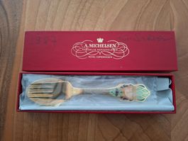 Michelsen Royal Copenhagen Salatbesteck vergoldet 1987