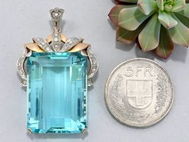 Riesiger Aquamarin - Diamant - Anhänger, ca. 120 ct