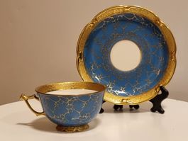 Ilmenau Porzellan Türkis Gold Tasse DDR