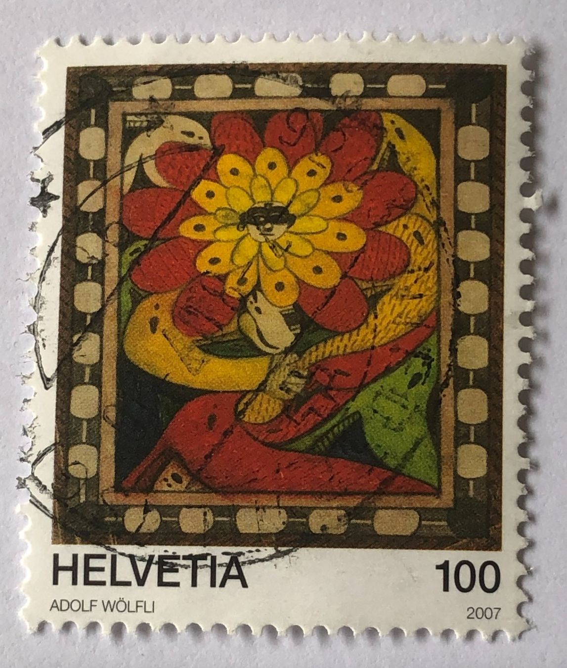 Tutti i francobolli: Nr. 1233 Adolf Wölfli GESTEMPELT 2007    – Usato da Aarau venduto da Billa007