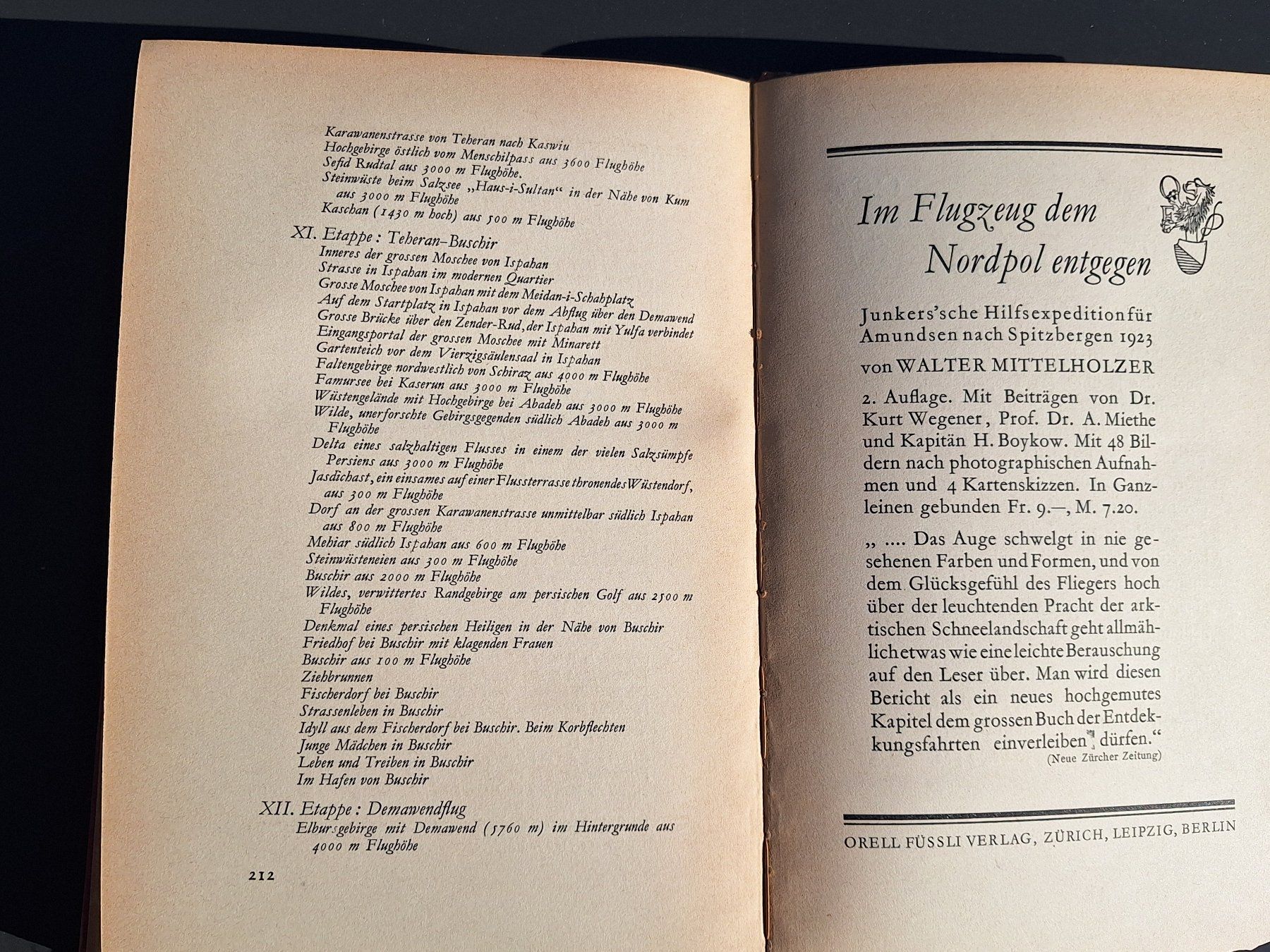 Libri: Antikes Buch "Persienflug" von Walter Mittelholzer, 1926 – Usato da Kriegstetten venduto da Justa 7