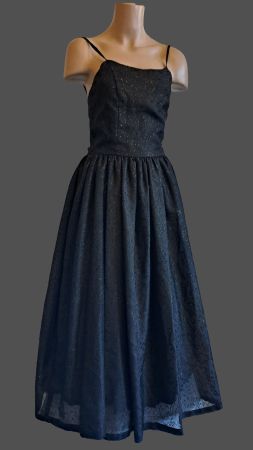 Abendkleid schwarz mit goldGlitzer Gr. S lang Vintagekleid