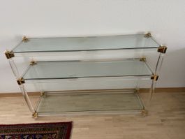 Regal Glas Acryl Goldfarben 3 Ablagen guter Zustand