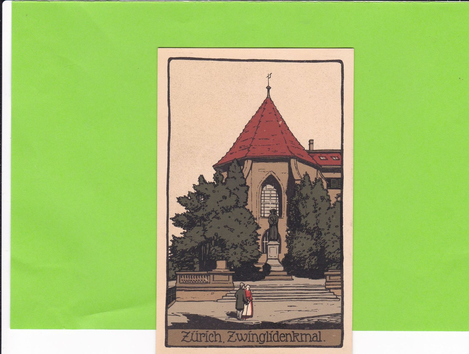 Cartoline postali: Zürich-Zwinglidenkmal – Usato da St. Peterzell venduto da neckertal