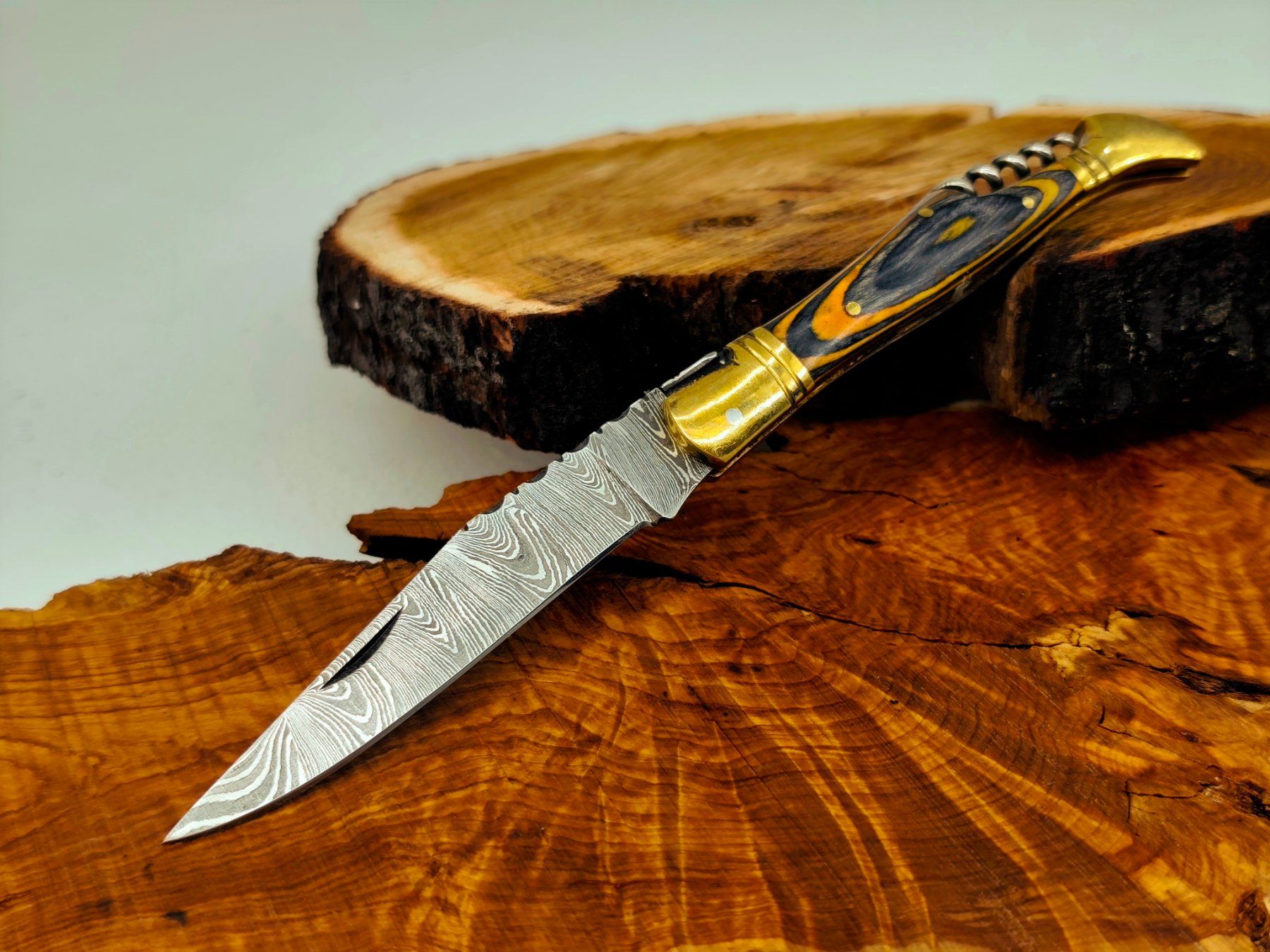 Accessori: Laguiole Damast Messer Klappmesser echtes Damastmesser – Nuovo e nell'imballaggio originale da Arlesheim venduto da Premius_1 1