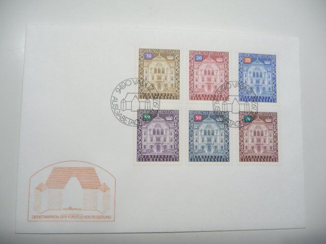 Tutti i francobolli: 1968  Dienstmarken Liechtenstein  /  6 FDC – Nuovo e nell'imballaggio originale da Kloten venduto da zimboida 3