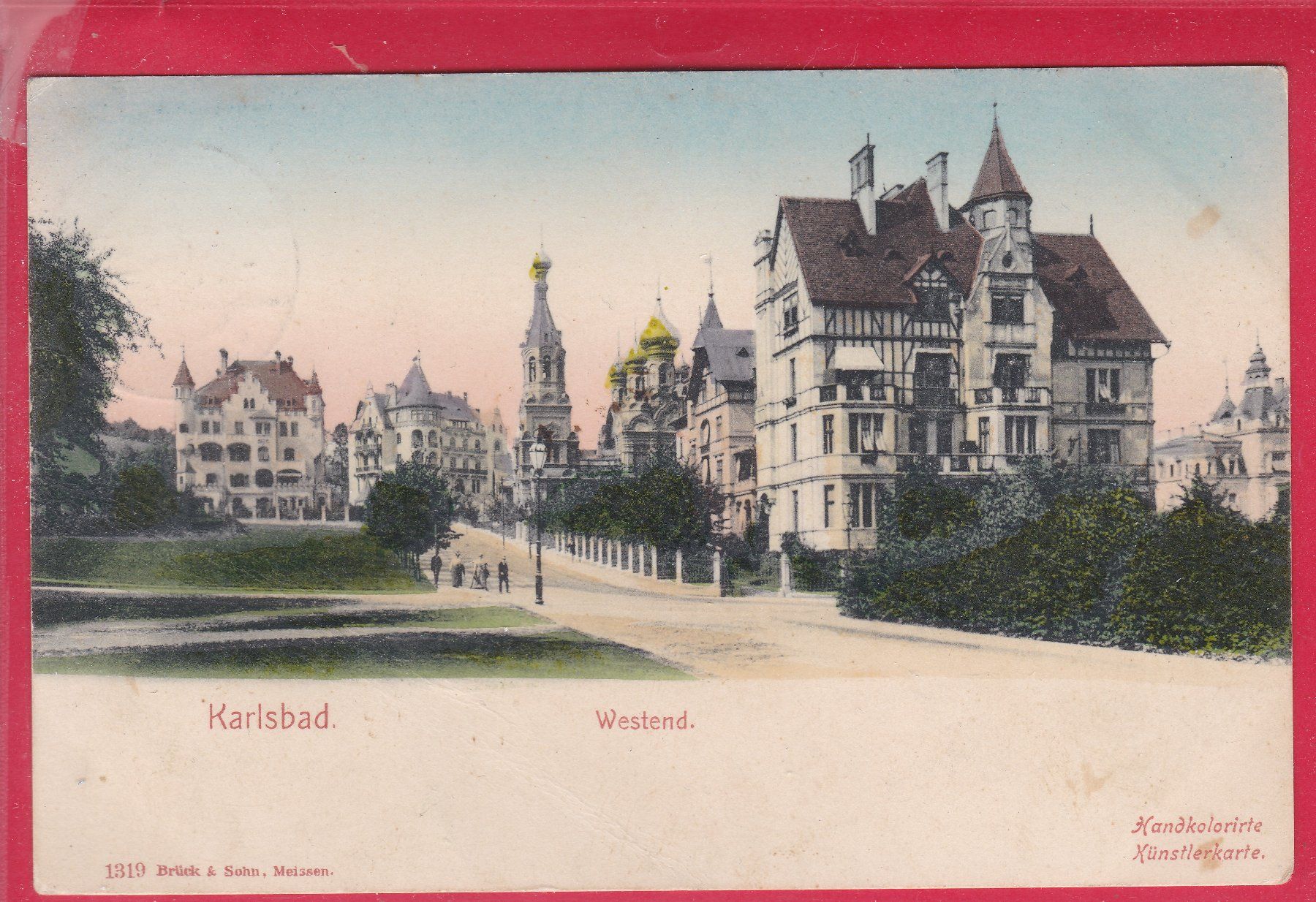 Cartoline postali: KARLSBAD, WESTEND, 5.5.1904 – Usato da Oberrieden venduto da Gebirgsstelze