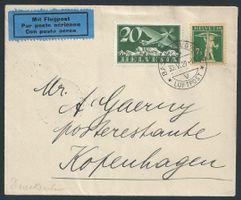 Flugpost  Schweiz 1929 Basel Amsterdam Kopenhagen Luftpost