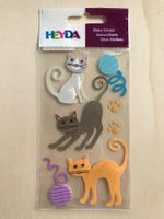 Bastelbedarf,  Sticker,  3 versch. Katzen, 2 Bälle