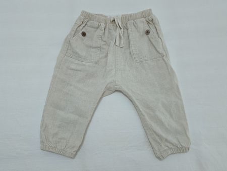 Pantalon beige en lin Zara, taille 9-12 mois
